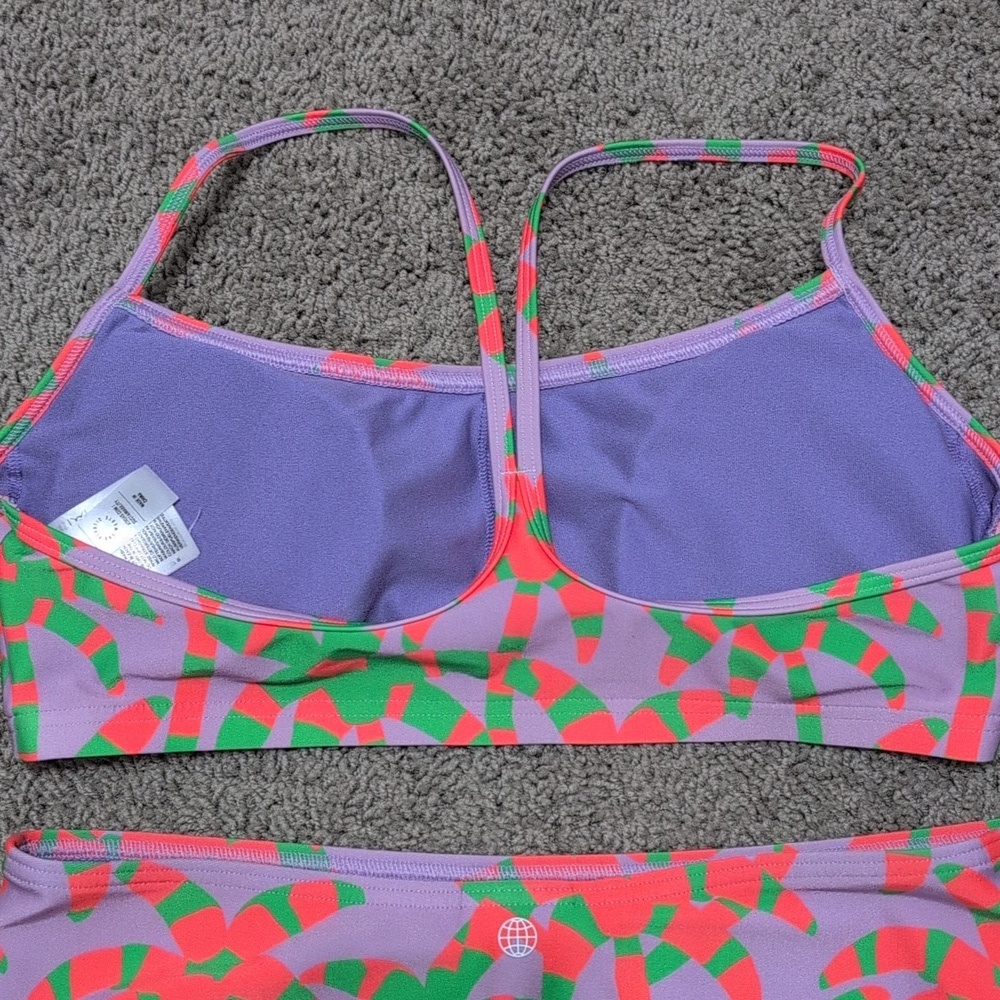 Adidas Farm Rio Bikini Purple Lime Burst High Waist Women's Size Medium - Picture 5 of 14